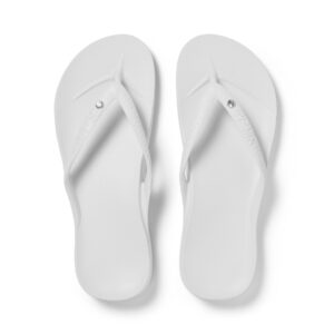 White crystal arch support thongs